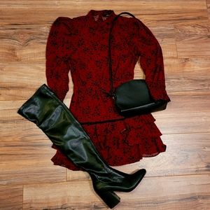 Mini Dress w/ Button Back & Mandarin Collar